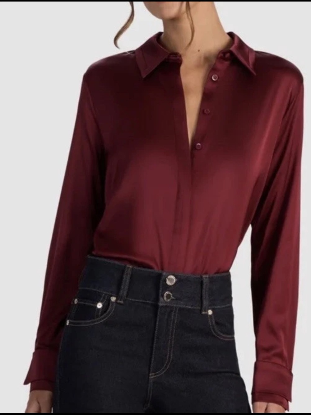 Alice + Olivia Stunning Willa Blouse In Rich Oxblood Luxurious Sz X-Large NWT
